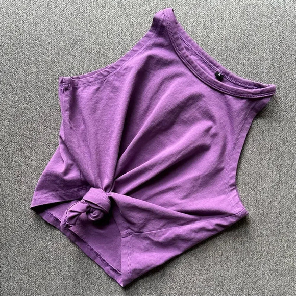 Alphalete Purple Crop Front Tie Workout Tank Top Small - Picture 2 of 3